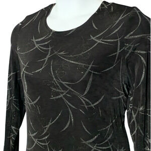 Vintage Mark Singer Large Black Tunic Jersey Fabric Glitter Silver Stretch Party